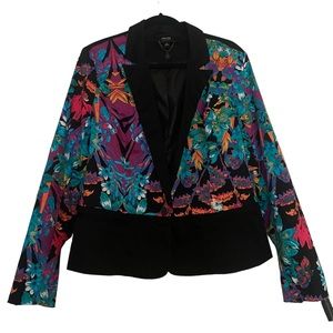 Nicole By Nicole Miller Womens Vintage Floral Blazer Black Pink Size XL